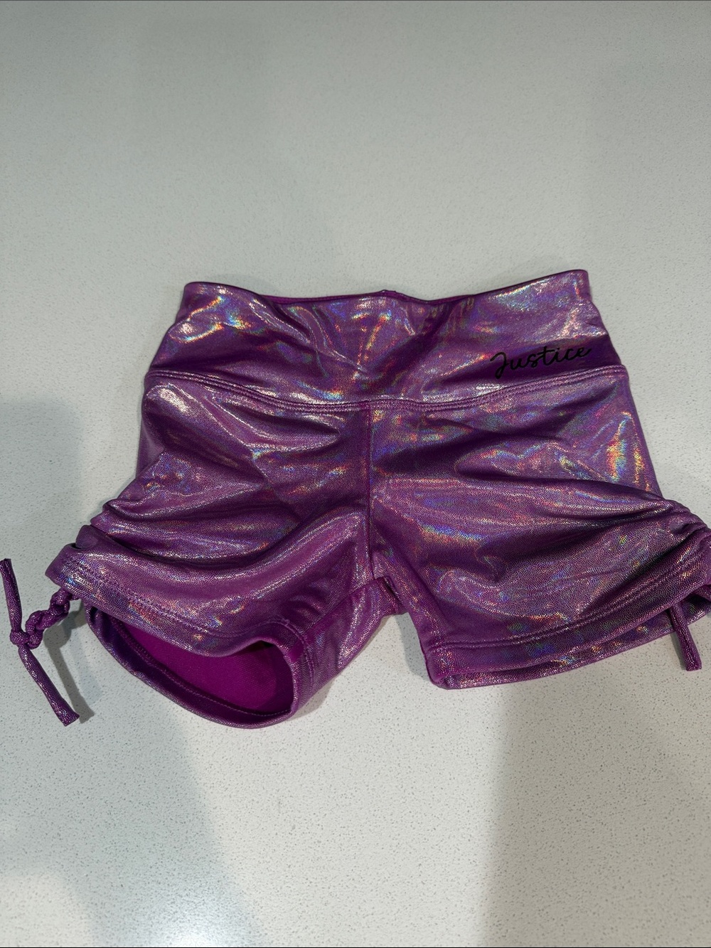 Justice Shimmery Purple Holographic Athletic Shorts